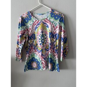 J. McLaughlin Womens Medium Top Catalina Cloth Abstract Artsy Colorful Beach